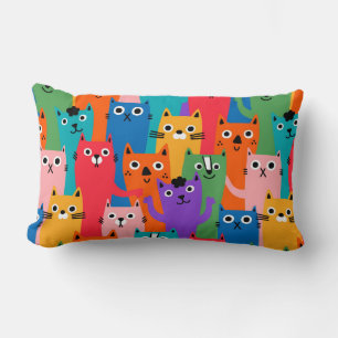 Colourful cats pattern lumbar cushion