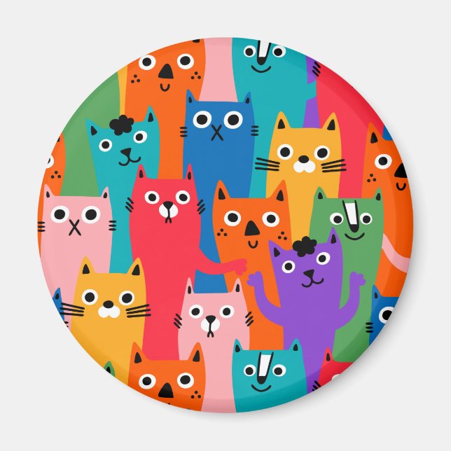 Colourful cats pattern magnet (Front)