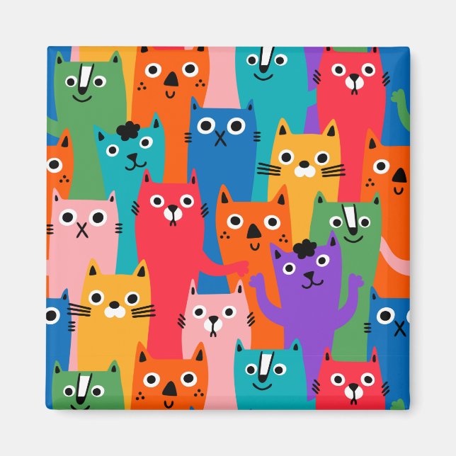 Colourful cats pattern magnet (Front)
