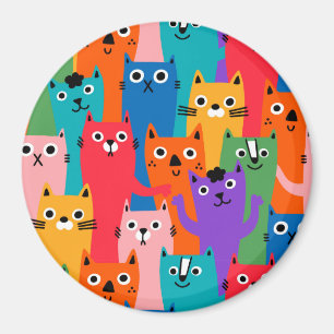 Colourful cats pattern magnet