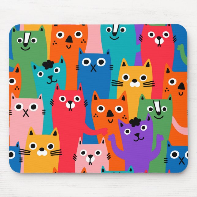 Colourful cats pattern mouse pad (Front)