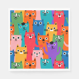 Colourful cats pattern napkin