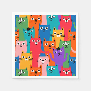Colourful cats pattern napkin
