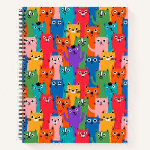 Colourful cats pattern notebook
