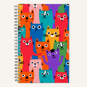 Colourful cats pattern notebook