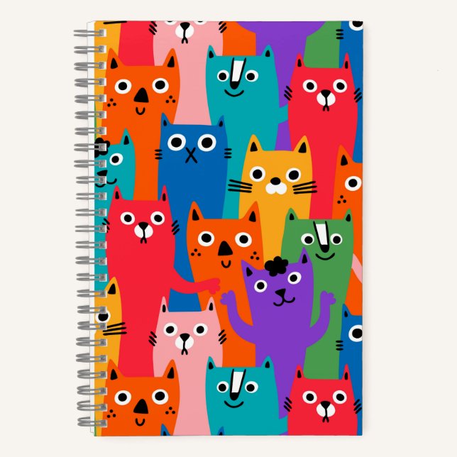 Colourful cats pattern notebook (Front)