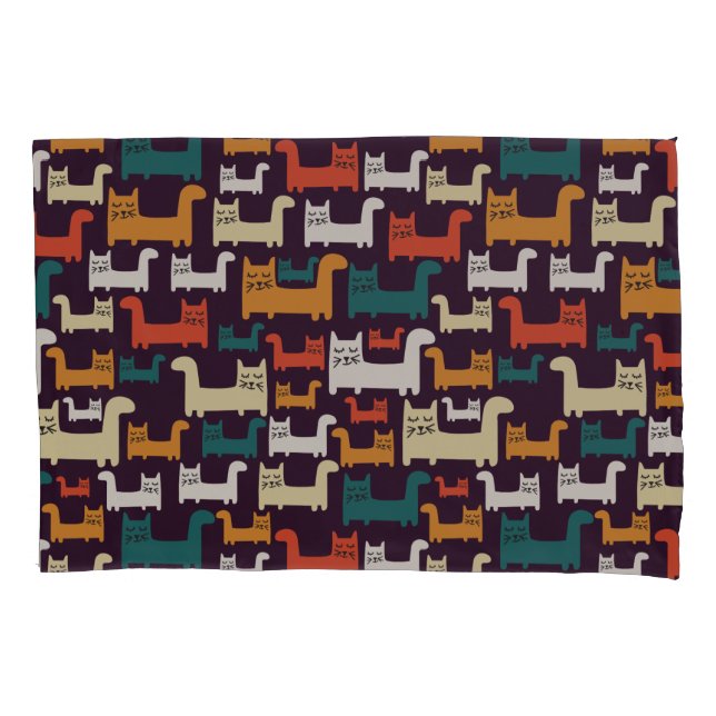Colourful Cats Pattern pillowcases (Front)
