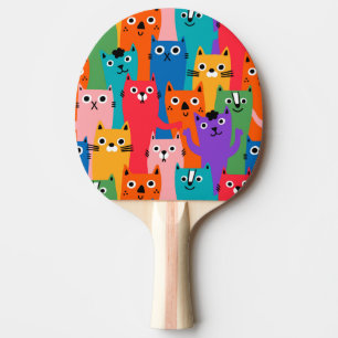 Colourful cats pattern ping pong paddle