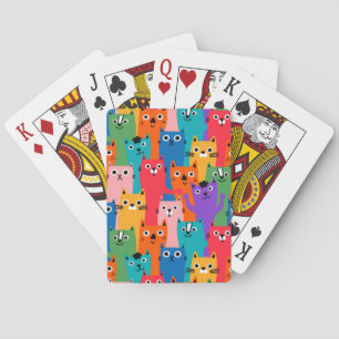 Colourful cats pattern playing cards