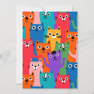 Colourful cats pattern save the date