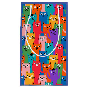 Colourful cats pattern small gift bag