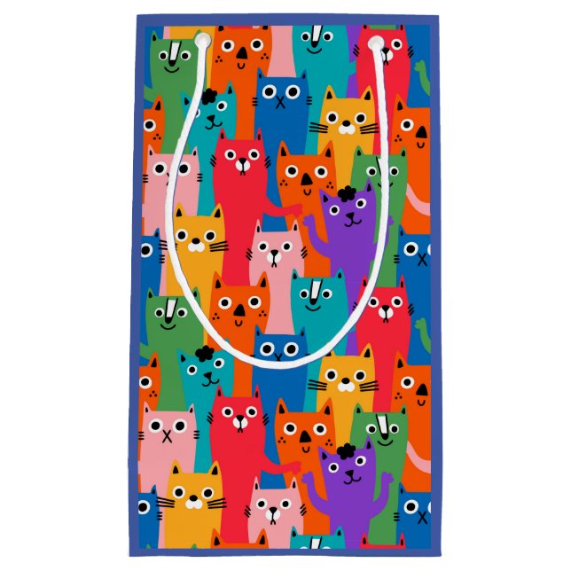 Colourful cats pattern small gift bag (Front)