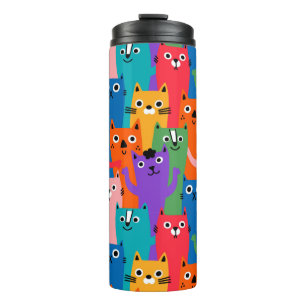 Colourful cats pattern thermal tumbler