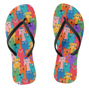 Colourful cats pattern thongs