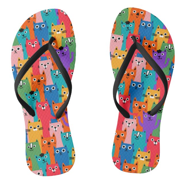 Colourful cats pattern thongs (Footbed)