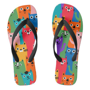 Colourful cats pattern thongs