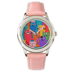 Colourful cats pattern watch