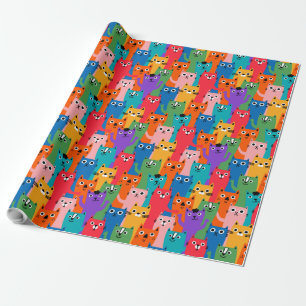 Colourful cats pattern wrapping paper