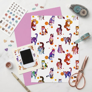 Colourful cats scrapbook paper