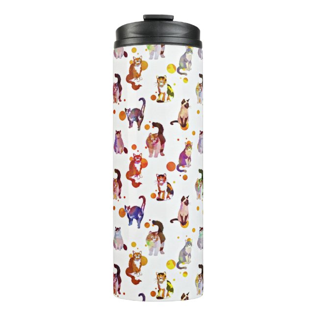 Colourful cats thermal tumbler (Front)