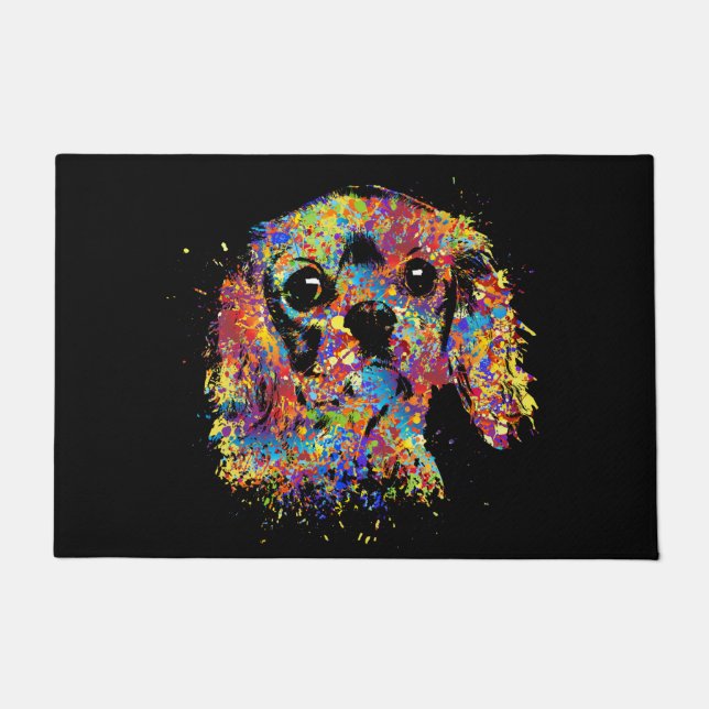 Colourful Cavalier King Charles Spaniel Doormat (Front)