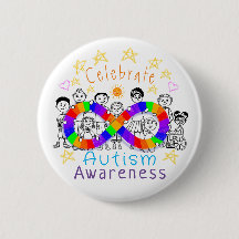 Colourful Celebrate Autism Awareness Button Pin