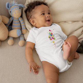Colourful Celebration Party balloons & ribbon Baby Bodysuit