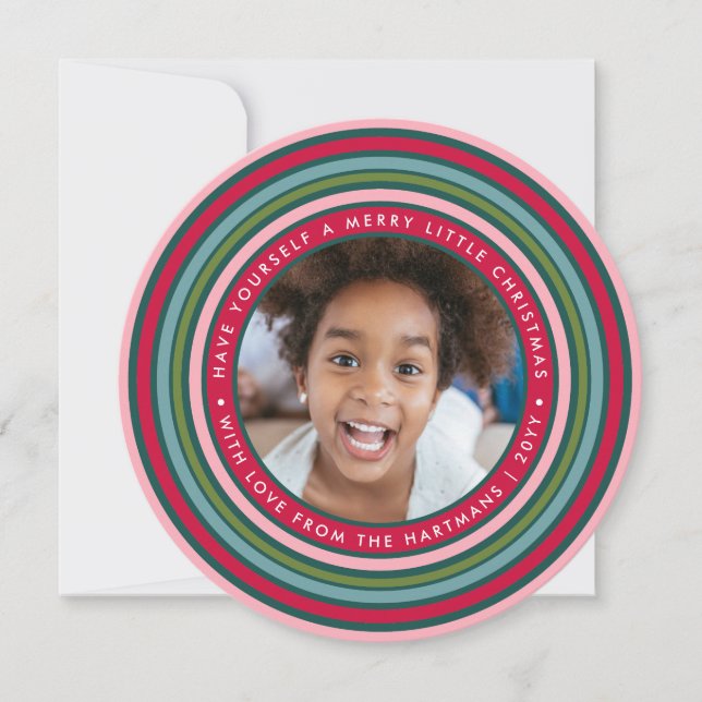 Colourful Celebration | Two Photo | Pink Holiday Card (Front)