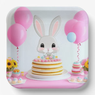 Colourful Celebration with Adorable Bunny Paper Plate