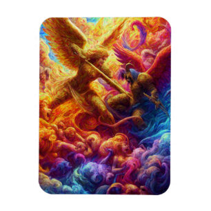 Colourful Celestial Conflict Abstract Painting Magnet