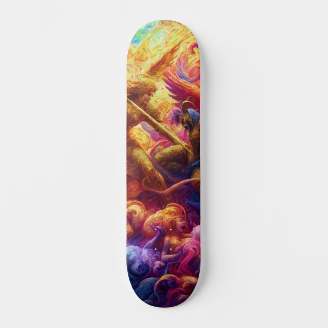 Colourful Celestial Conflict Abstract Painting Skateboard (Front)