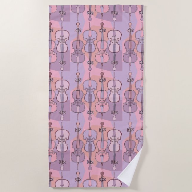 Colourful Cello Pattern Beach Towel (Front)