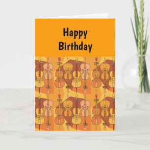 Colourful Cello Pattern Birthday Card