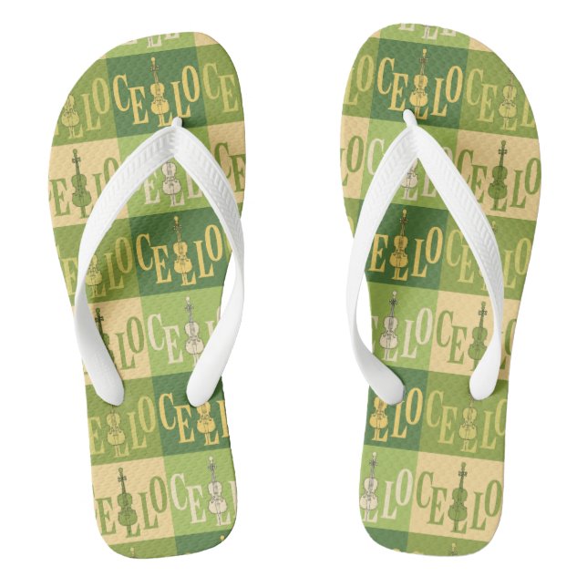 Colourful Cellos Pattern  Thongs (Footbed)