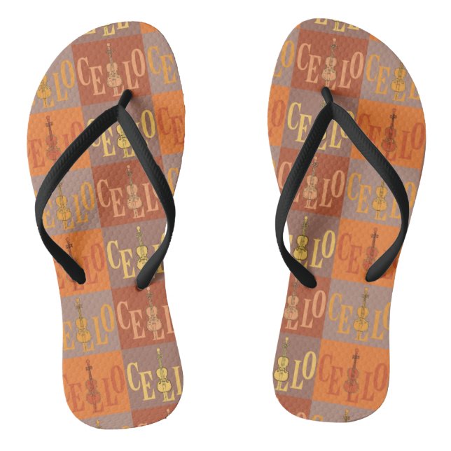 Colourful Cellos Pattern  Thongs (Footbed)