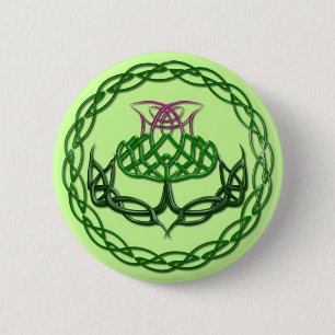 Colourful Celtic Knot Thistle 6 Cm Round Badge