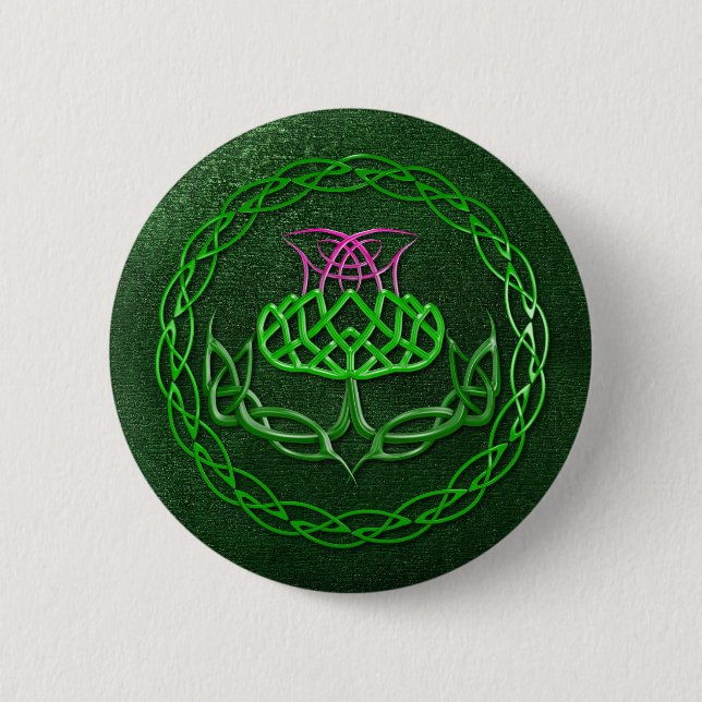 Colourful Celtic Knot Thistle 6 Cm Round Badge (Front)