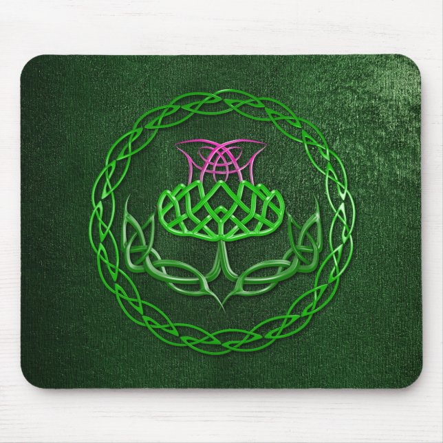 Colourful Celtic Knot Thistle Mouse Pad (Front)