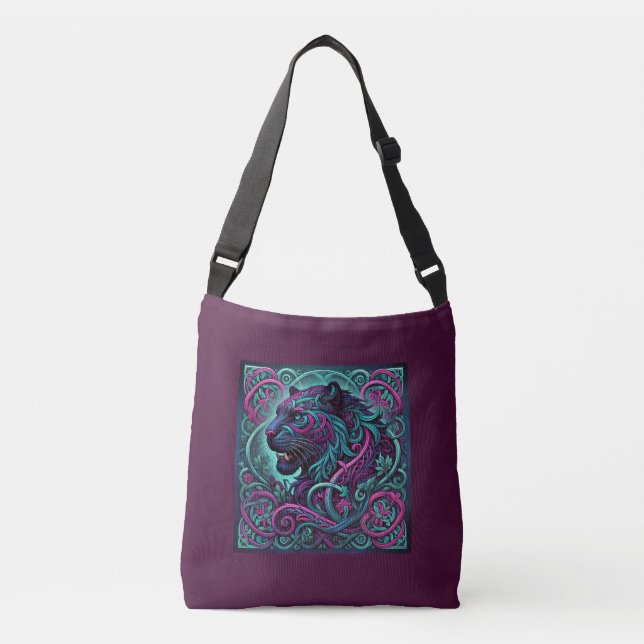 Colourful Celtic Tiger Crossbody Bag (Front)