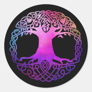 Colourful Celtic Tree of Life Classic Round Sticker