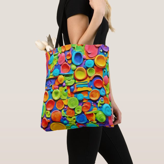 Colourful Ceramic Art Tote Bag (Close Up)