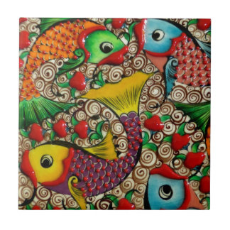Colourful Ceramic Fish Art Tile