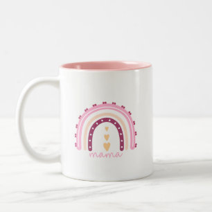 Colourful Ceramic Mama Mug with Bohemian Rainbow
