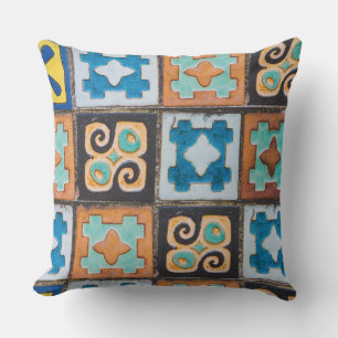 Colourful Ceramic Tiles Pattern Design Cushion