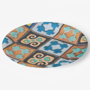 Colourful Ceramic Tiles Pattern Design Paper Plate
