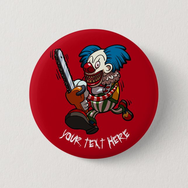 Colourful Chainsaw Clown Halloween Horror Cartoon 6 Cm Round Badge (Front)