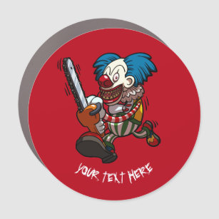 Colourful Chainsaw Clown Halloween Horror Cartoon Car Magnet