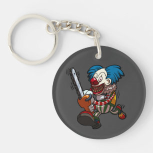 Colourful Chainsaw Clown Halloween Horror Cartoon Key Ring