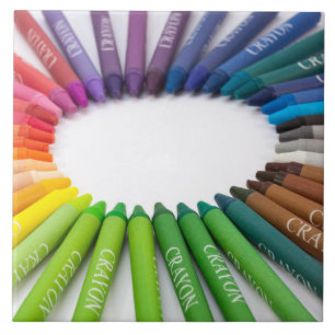 Colourful chalk crayons ceramic tile