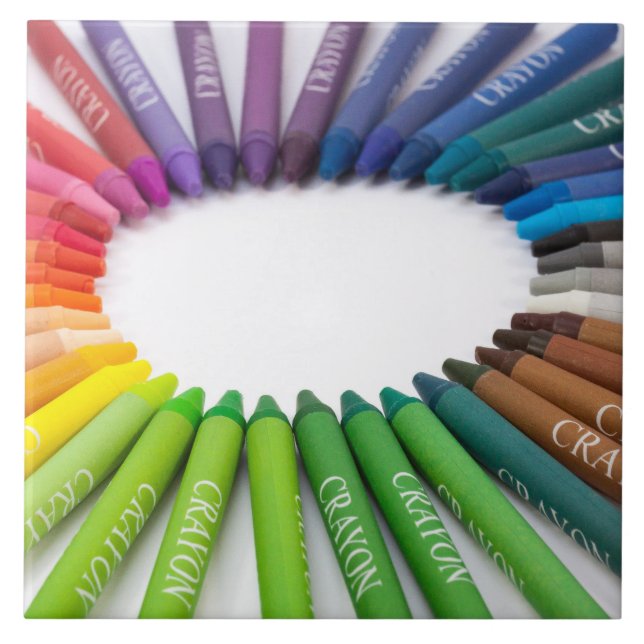 Colourful chalk crayons ceramic tile (Front)